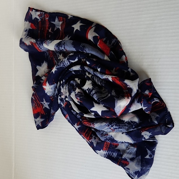 Stars and Stripes Infinity Scarf by Lavello Chiffon Hometown Classics Red Blue - Picture 3 of 6